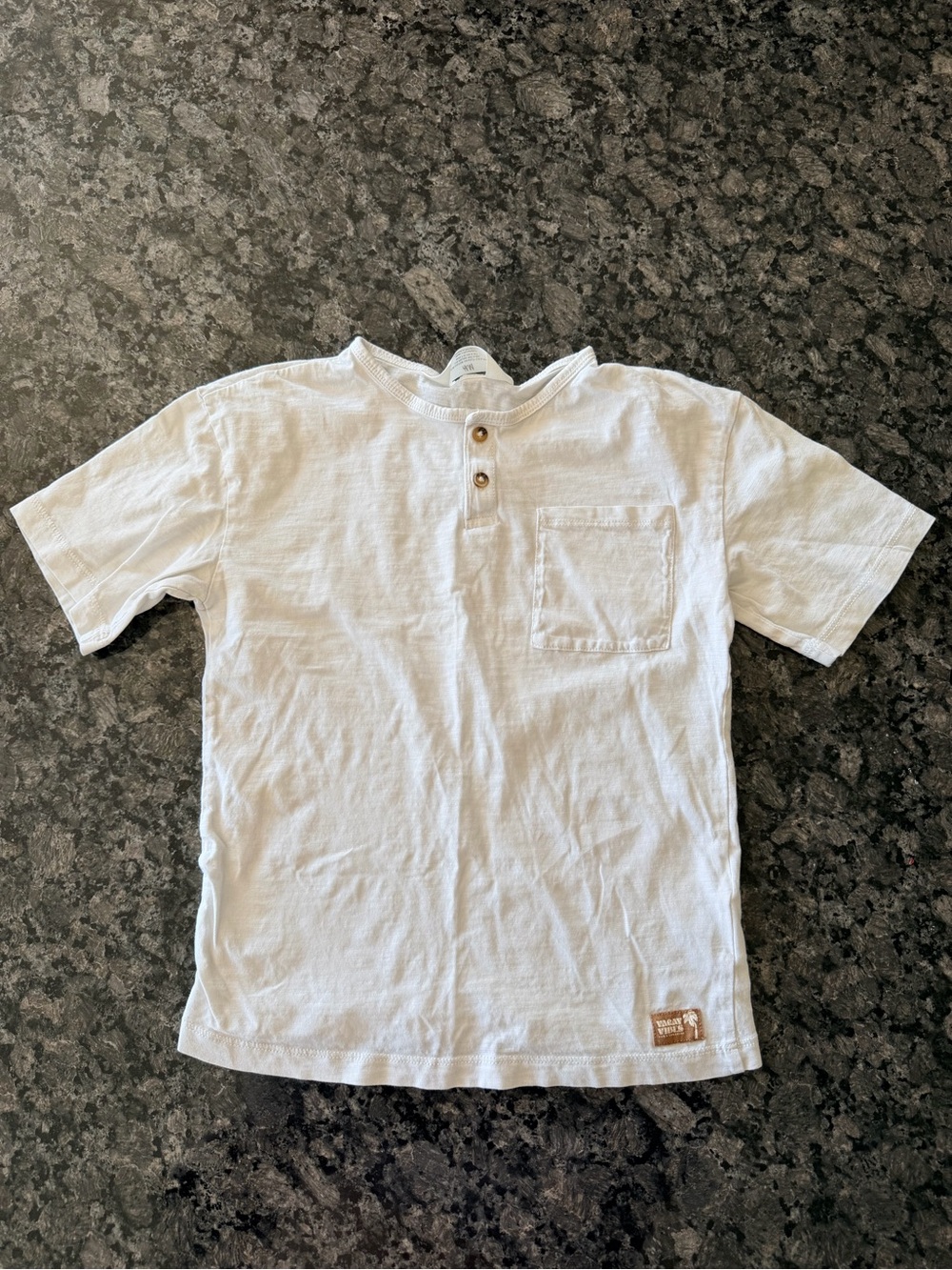 3/$15 H&M White 100% Cotton Henley Pocket Tee Size 6X/7 Summer Casual Shirt